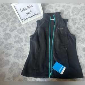 Brand new with tags! Columbia vest. Charcoal with teal trim.